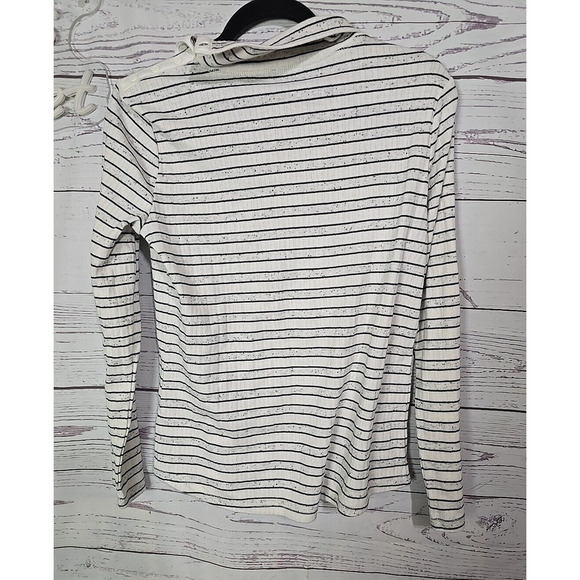 Talbots White Striped Mock Neck Soft Knit Pullover Sweater Womens Size Large - Picture 2 of 6
